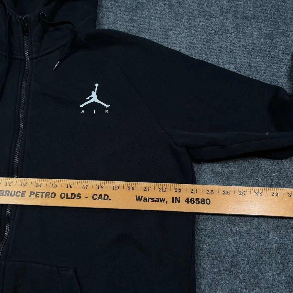 Jordan Jumpman Air Full Zip Hoodie Men XL Fleece Raglan Black StreetWear Hip Hop